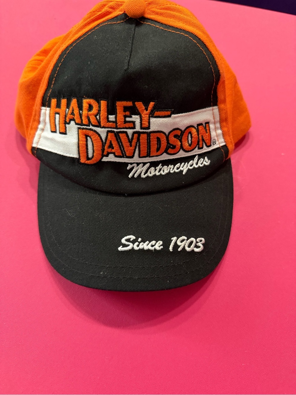 Harley-Davidson Black, Orange and White Embroidered Kids Toddler Hat